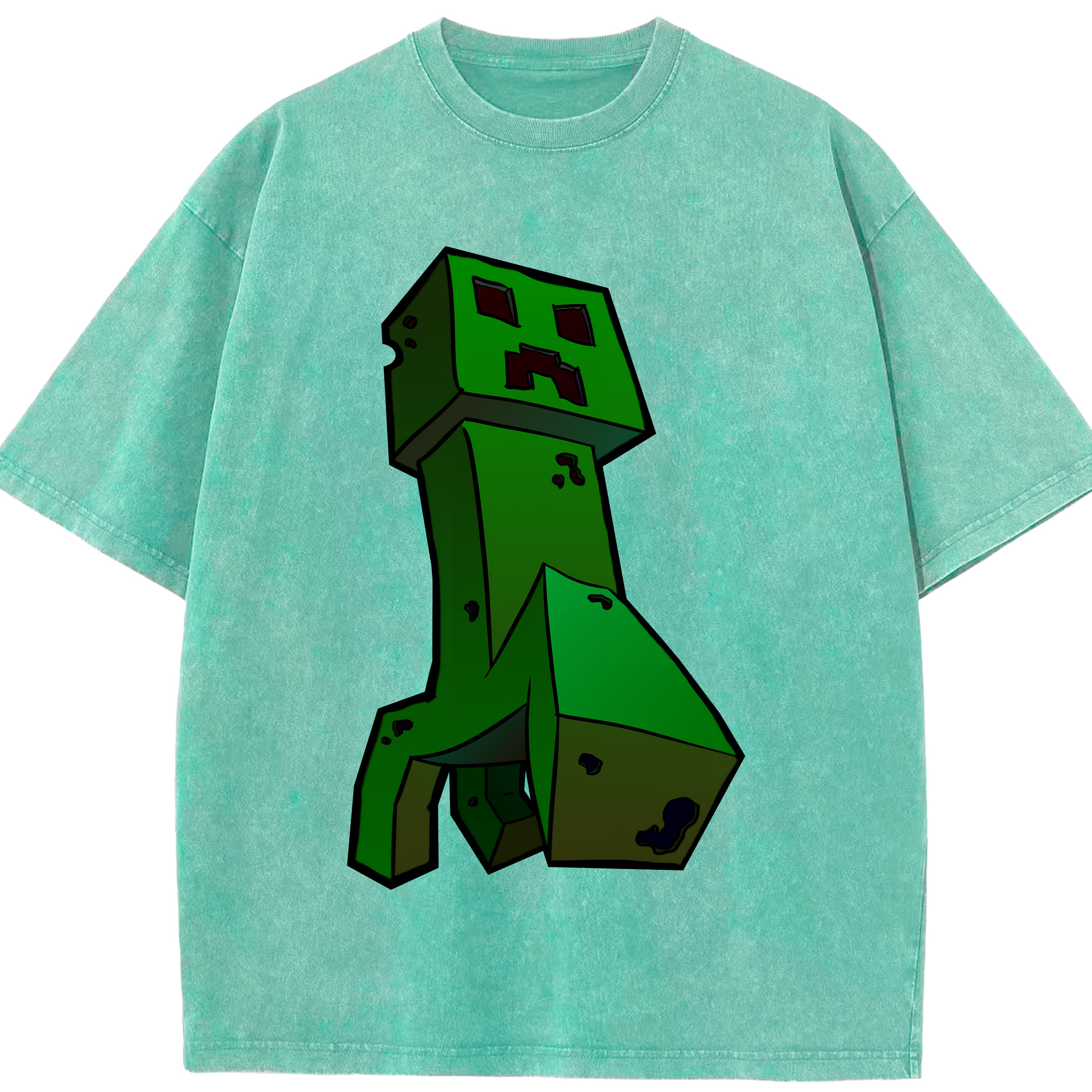 （画像用） マインクラフト ブロックの世界 Minecraft MC Block world 綿100% ヴィンテージ風 半袖Tシャツ（フロントプリント）